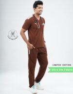 Customizable MOCHA BROWN LIMITED EDITION - Ultra Lite Fabric / V Neck / Straight Pant / 2 way Stretch(MaleFullset) MKZ221 - Image 5