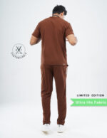 Customizable MOCHA BROWN LIMITED EDITION - Ultra Lite Fabric / V Neck / Straight Pant / 2 way Stretch(MaleFullset) MKZ221 - Image 4