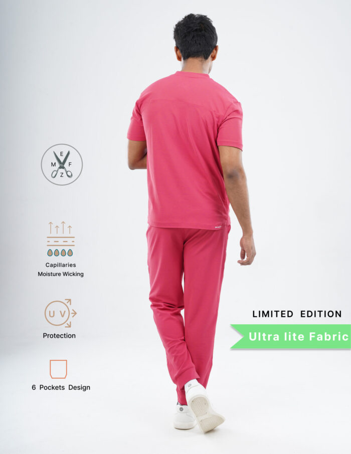 Customizable MELANGE PINK LIMITED EDITION - Ultra Lite Fabric / V Neck / Jogger Pant / 2 way Stretch(MaleFullset) MKZ208 - Image 3