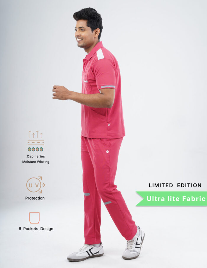 Customizable MELANGE PINK LIMITED EDITION - Ultra Lite Fabric / Polo Collar / Jogger Pant / 2 way Stretch(MaleFullset) MKZ216 - Image 3