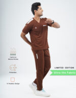 Customizable MOCHA BROWN LIMITED EDITION - Ultra Lite Fabric / V Neck / Jogger Pant / 2 way Stretch(MaleFullset) MKZ220 - Image 3