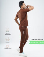 Customizable MOCHA BROWN LIMITED EDITION - Ultra Lite Fabric / Mandarin Collar / Jogger Pant / 2 way Stretch(MaleFullset) MKZ224 - Image 3