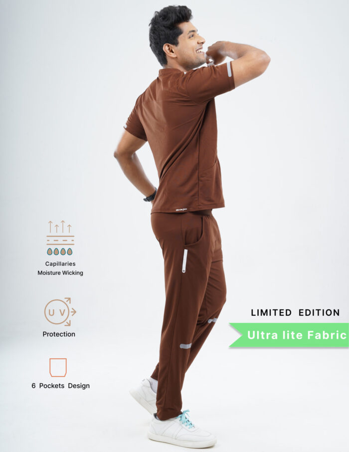 Customizable MOCHA BROWN LIMITED EDITION - Ultra Lite Fabric / Mandarin Collar / Jogger Pant / 2 way Stretch(MaleFullset) MKZ224 - Image 3
