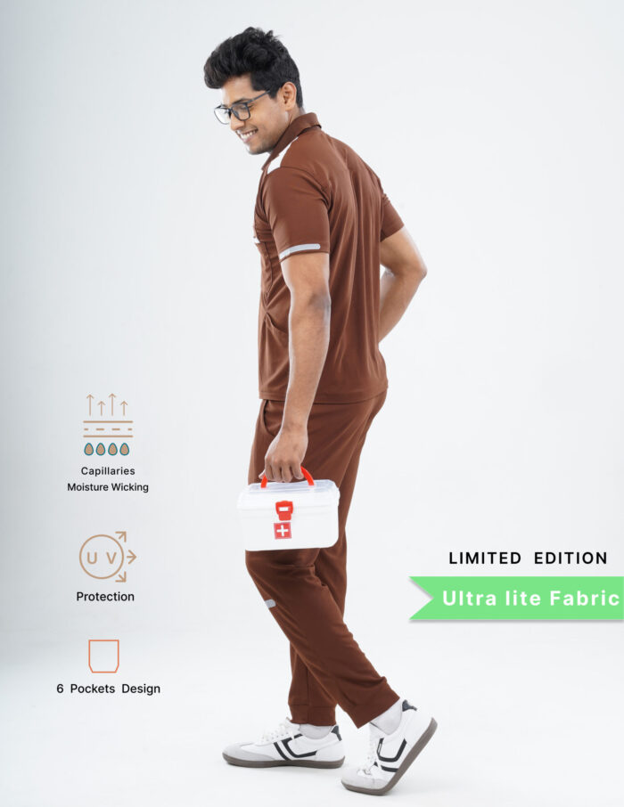Customizable MOCHA BROWN LIMITED EDITION - Ultra Lite Fabric / Polo Collar / Jogger Pant / 2 way Stretch(MaleFullset) MKZ228 - Image 3