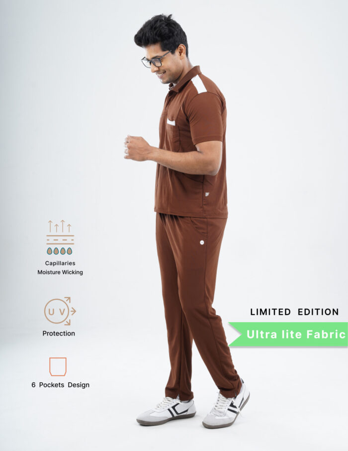 Customizable MOCHA BROWN LIMITED EDITION - Ultra Lite Fabric / Polo Collar / Straight Pant / 2 way Stretch(MaleFullset) MKZ229 - Image 3