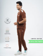 Customizable MOCHA BROWN LIMITED EDITION - Ultra Lite Fabric / V Neck / Straight Pant / 2 way Stretch(MaleFullset) MKZ221 - Image 3