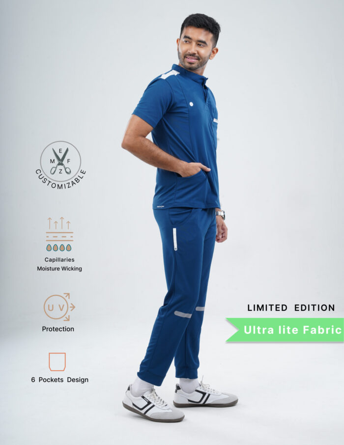 Customizable COSMIC BLUE LIMITED EDITION - Ultra Lite Fabric / Mandarin Collar / Jogger Pant / 2 way Stretch(MaleFullset) MKZ188 - Image 3