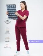 Customizable CARMINE RED - PRO Fabric / V Neck / Jogger Pant / 4 way Stretch(FemaleFullset) MKZ12 - Image 3