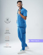 Customizable DODGER BLUE - PRO Fabric / V Neck / Jogger Pant / 4 way Stretch(MaleFullset) MKZ130 - Image 3