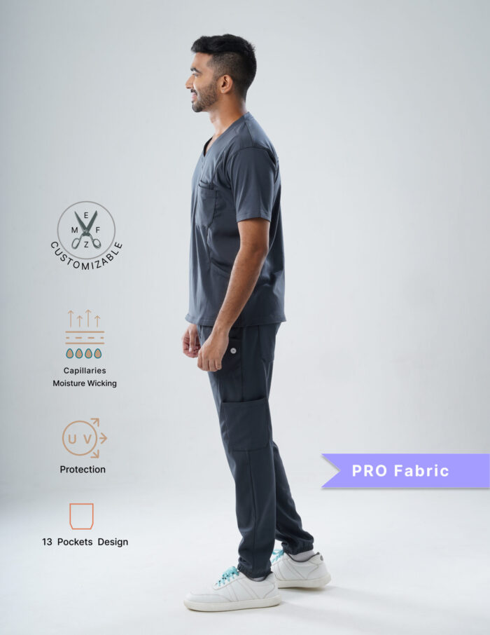 Customizable ANCHOR GREY - PRO Fabric / V Neck / Jogger Pant / 4 way Stretch(MaleFullset) MKZ133 - Image 3