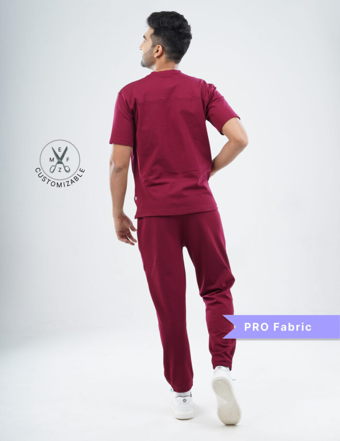 Customizable CARMINE RED - PRO Fabric / V Neck / Jogger Pant / 4 way Stretch(MaleFullset) MKZ139 - Image 4