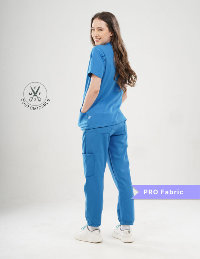 Customizable DODGER BLUE - PRO Fabric / V Neck / Jogger Pant / 4 way Stretch(FemaleFullset) MKZ4 - Image 4