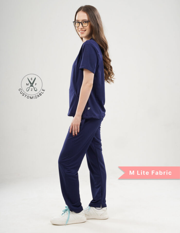 Quick Delivery | CHENNAI  | Customizable ORLIN NAVY - MLite Fabric / V Neck / Straight Pant / 2 way Stretch(FemaleFullset) MKZ297 - Image 4
