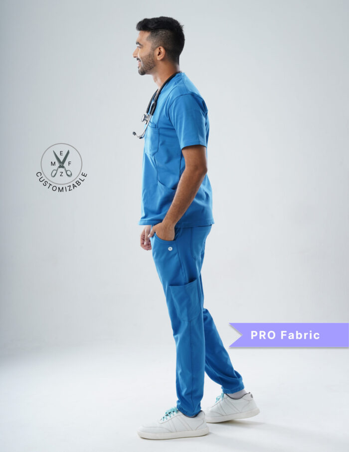 Customizable DODGER BLUE - PRO Fabric / V Neck / Jogger Pant / 4 way Stretch(MaleFullset) MKZ130 - Image 5