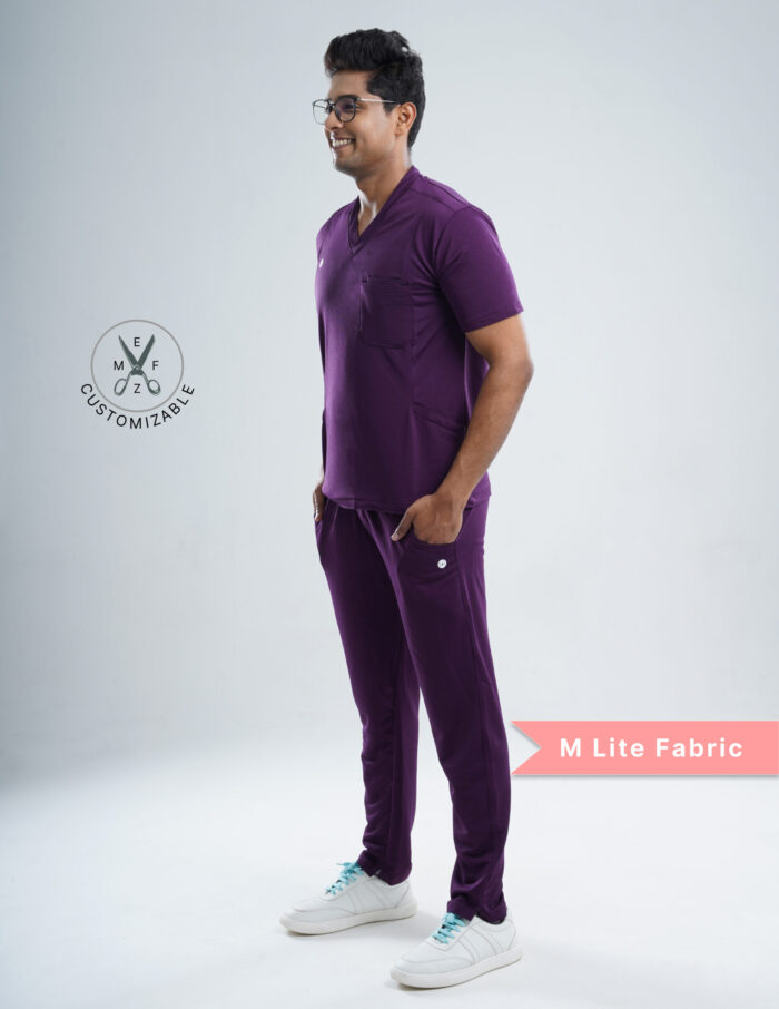 Customizable MERLOT WINE - MLite Fabric / V Neck / Straight Pant / 2 way Stretch(MaleFullset) MKZ143 - Image 5
