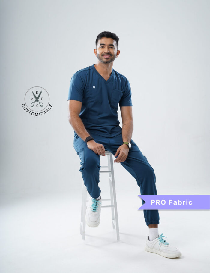 Customizable PRUSSIAN BLUE - PRO Fabric / V Neck / Jogger Pant / 4 way Stretch(MaleFullset) MKZ127 - Image 5