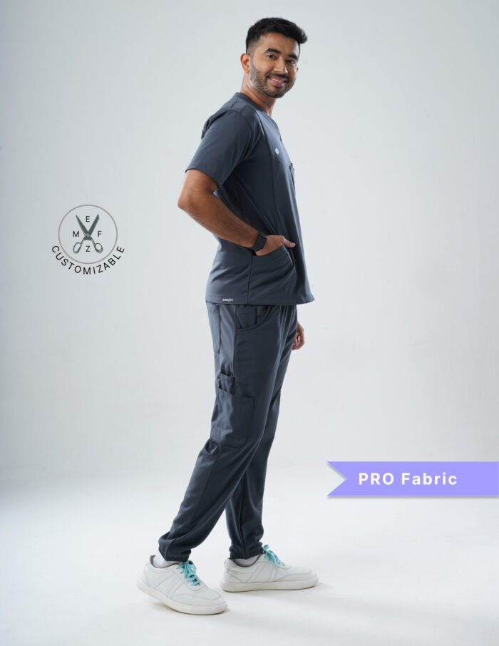 Customizable ANCHOR GREY - PRO Fabric / V Neck / Jogger Pant / 4 way Stretch(MaleFullset) MKZ133 - Image 5