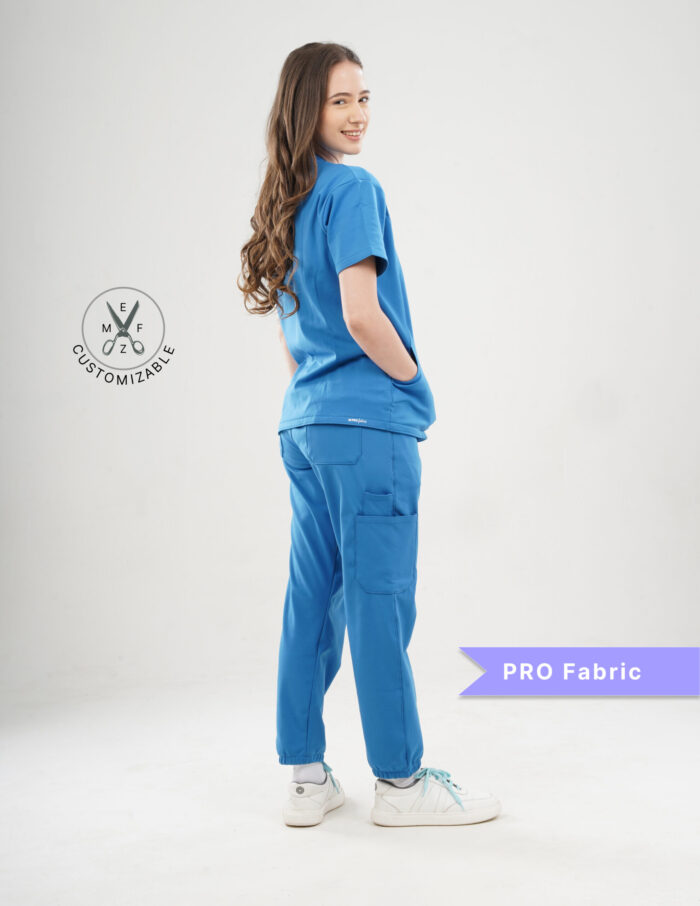Customizable DODGER BLUE - PRO Fabric / V Neck / Jogger Pant / 4 way Stretch(FemaleFullset) MKZ4 - Image 5