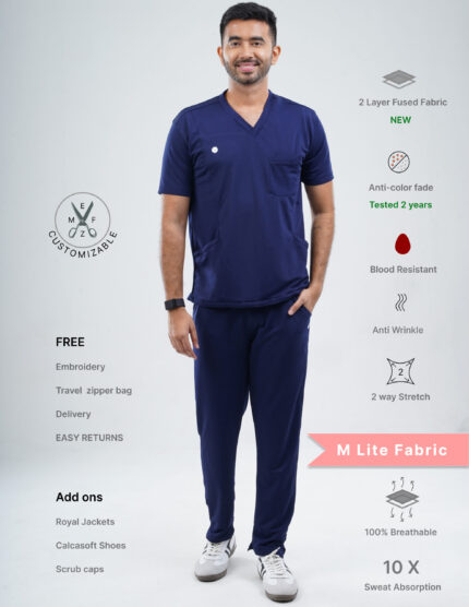 Customizable ORLIN NAVY - MLite Fabric / V Neck / Straight Pant / 2 way Stretch(MaleFullset) MKZ159