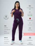 Quick Delivery  | CHENNAI | Customizable Merlot Wine - MLite Fabric / V Neck / Straight Pant / 2 way Stretch(FemaleFullset) MKZ295