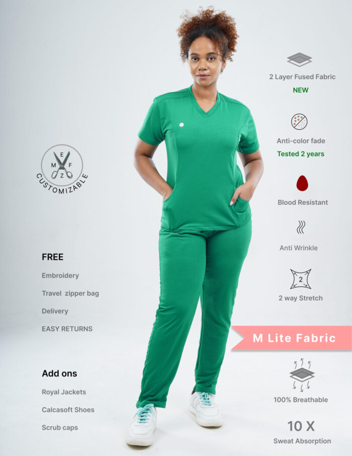 Customizable TECTOGREEEN - MLite Fabric / V Neck / Straight Pant / 2 way Stretch(FemaleFullset) MKZ52 - Image 1
