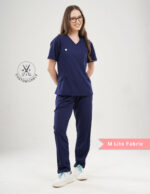 Quick Delivery | CHENNAI  | Customizable ORLIN NAVY - MLite Fabric / V Neck / Straight Pant / 2 way Stretch(FemaleFullset) MKZ297 - Image 6