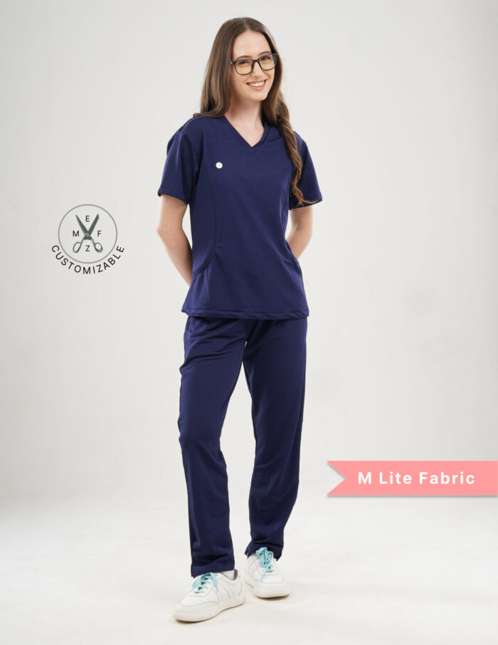 Quick Delivery | CHENNAI  | Customizable ORLIN NAVY - MLite Fabric / V Neck / Straight Pant / 2 way Stretch(FemaleFullset) MKZ297 - Image 6