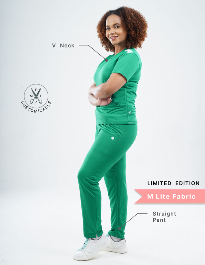Customizable TECTOGREEN LIMITED EDITION - MLite Fabric / V Neck / Straight Pant / 2 way Stretch(FemaleFullset) MKZ24 - Image 2