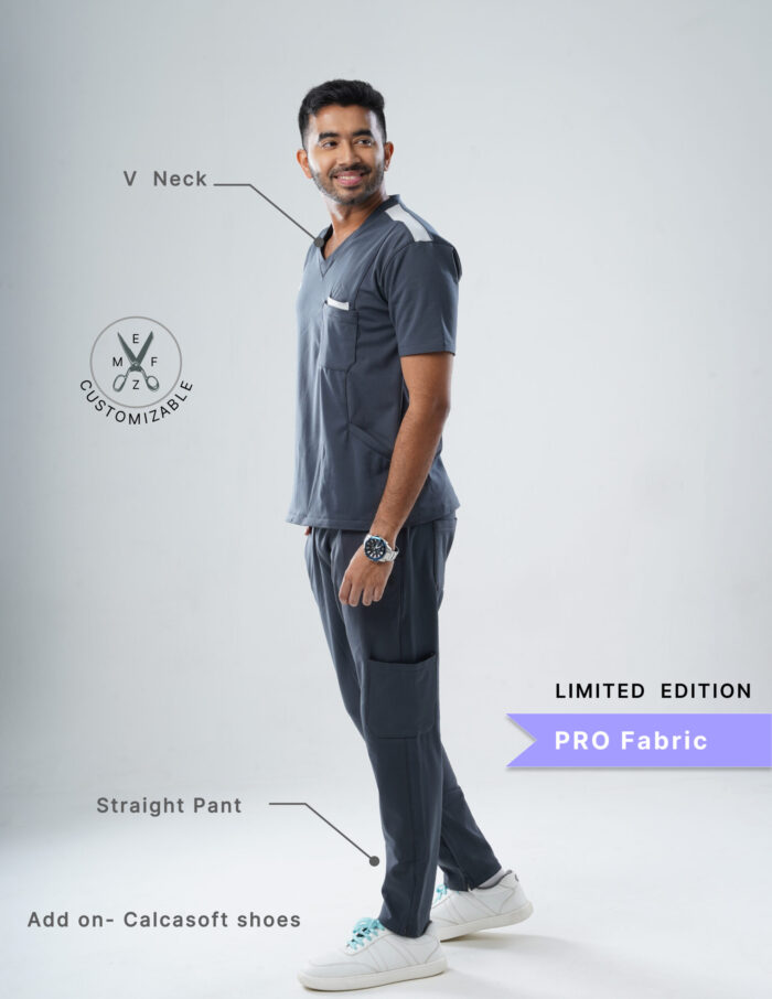 Customizable ANCHOR GREY LIMITED EDITION - PRO Fabric / V Neck / Straight Pant / 4 way Stretch(MaleFullset) MKZ135 - Image 2