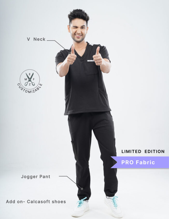 Customizable VANTA BLACK LIMITED EDITION - PRO Fabric / V Neck / Jogger Pant / 4 way Stretch(MaleFullset) MKZ137 - Image 2