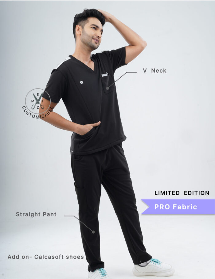 Customizable VANTA BLACK LIMITED EDITION - PRO Fabric / V Neck / Straight Pant / 4 way Stretch(MaleFullset) MKZ138 - Image 2