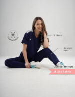 Customizable ORLIN NAVY LIMITED EDITION - MLite Fabric / V Neck / Straight Pant / 2 way Stretch(FemaleFullset) MKZ31 - Image 2