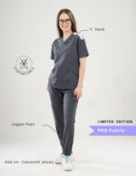 Customizable ANCHOR GREY LIMITED EDITION - PRO Fabric / V Neck / Jogger Pant / 4 way Stretch(FemaleFullset) MKZ7 - Image 2