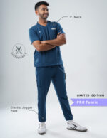 Customizable PRUSSIAN BLUE LIMITED EDITION - PRO Fabric / V Neck / Jogger Pant / 4 way Stretch(MaleFullset) MKZ128 - Image 2