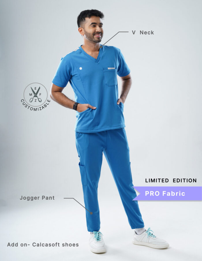 Customizable DODGER BLUE LIMITED EDITION - PRO Fabric / V Neck / Jogger Pant / 4 way Stretch(MaleFullset) MKZ131 - Image 2