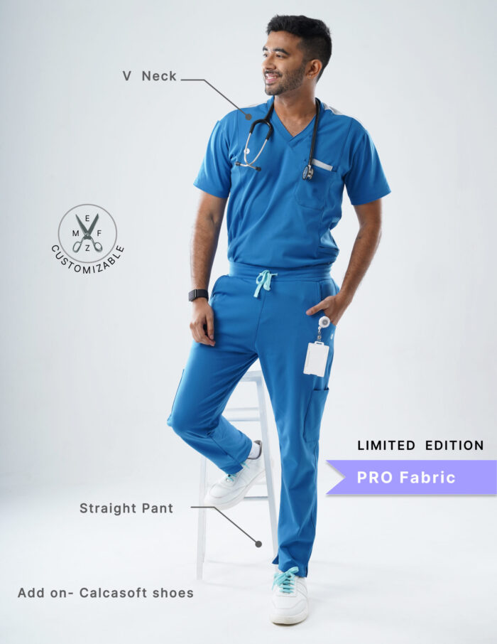 Customizable DODGER BLUE LIMITED EDITION - PRO Fabric / V Neck / Straight Pant / 4 way Stretch(MaleFullset) MKZ132 - Image 2