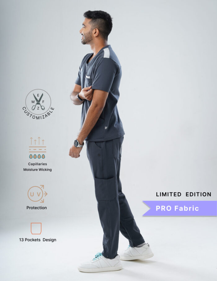 Customizable ANCHOR GREY LIMITED EDITION - PRO Fabric / V Neck / Straight Pant / 4 way Stretch(MaleFullset) MKZ135 - Image 3