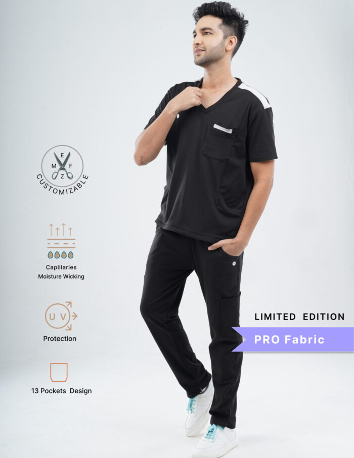 Customizable VANTA BLACK LIMITED EDITION - PRO Fabric / V Neck / Straight Pant / 4 way Stretch(MaleFullset) MKZ138 - Image 3