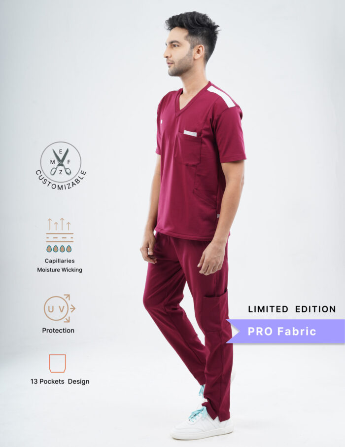 Customizable CARMINE RED LIMTED EDITION - PRO Fabric / V Neck / Straight Pant / 4 way Stretch(MaleFullset) MKZ141 - Image 3