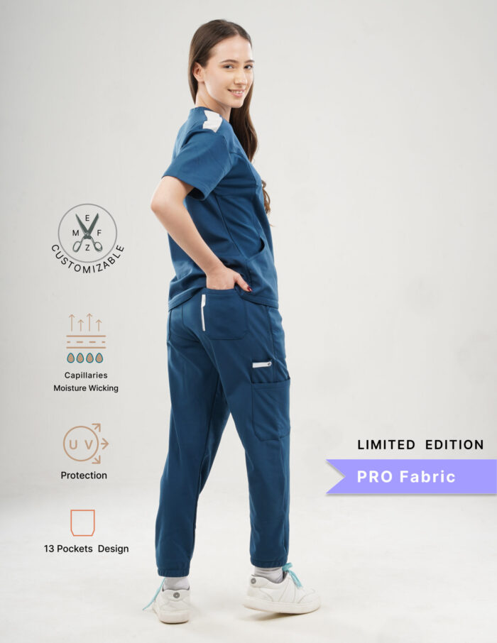 Customizable PRUSSIAN BLUE LIMITED EDITION - PRO Fabric / V Neck / Jogger Pant / 4 way Stretch(FemaleFullset) MKZ2 - Image 3