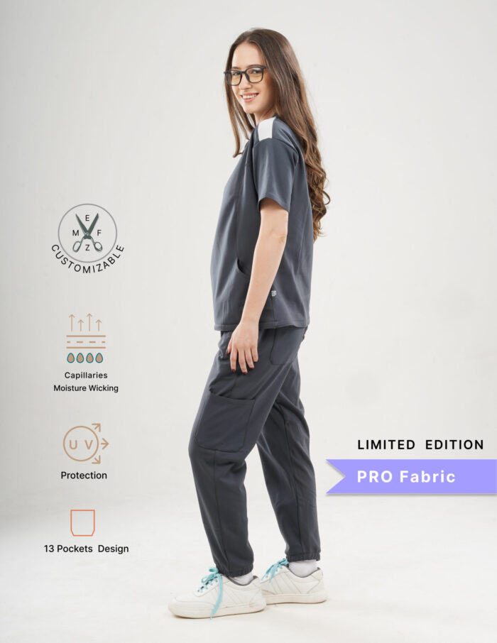 Customizable ANCHOR GREY LIMITED EDITION - PRO Fabric / V Neck / Jogger Pant / 4 way Stretch(FemaleFullset) MKZ7 - Image 3