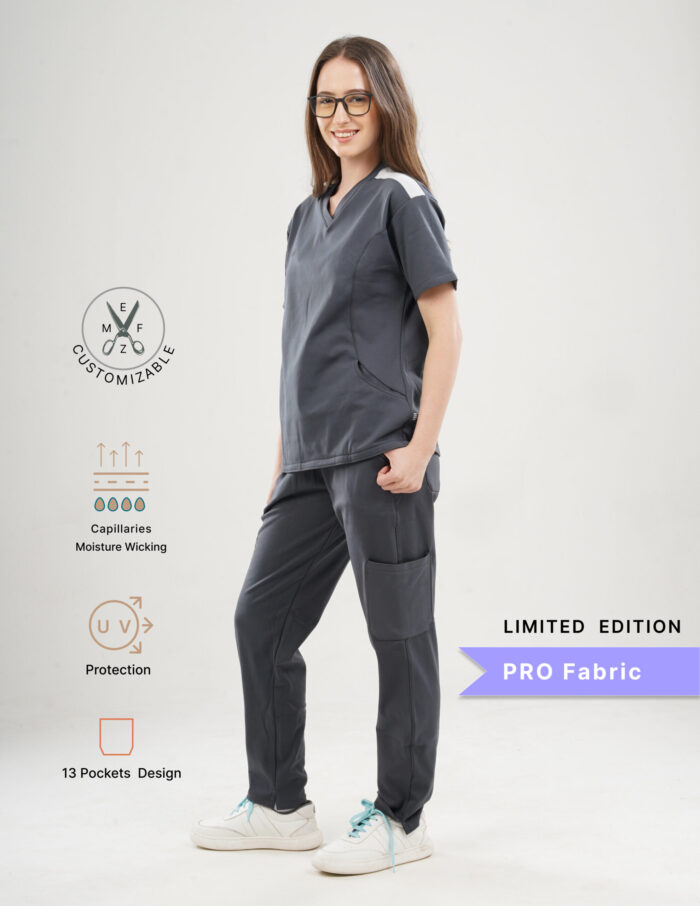 Customizable ANCHOR GREY LIMITED EDITION - PRO Fabric / V Neck / Straight Pant / 4 way Stretch(FemaleFullset) MKZ8 - Image 3