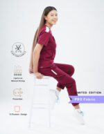 Customizable CARMINE RED LIMITED EDITION - PRO Fabric / V Neck / Jogger Pant / 4 way Stretch(FemaleFullset) MKZ13 - Image 3