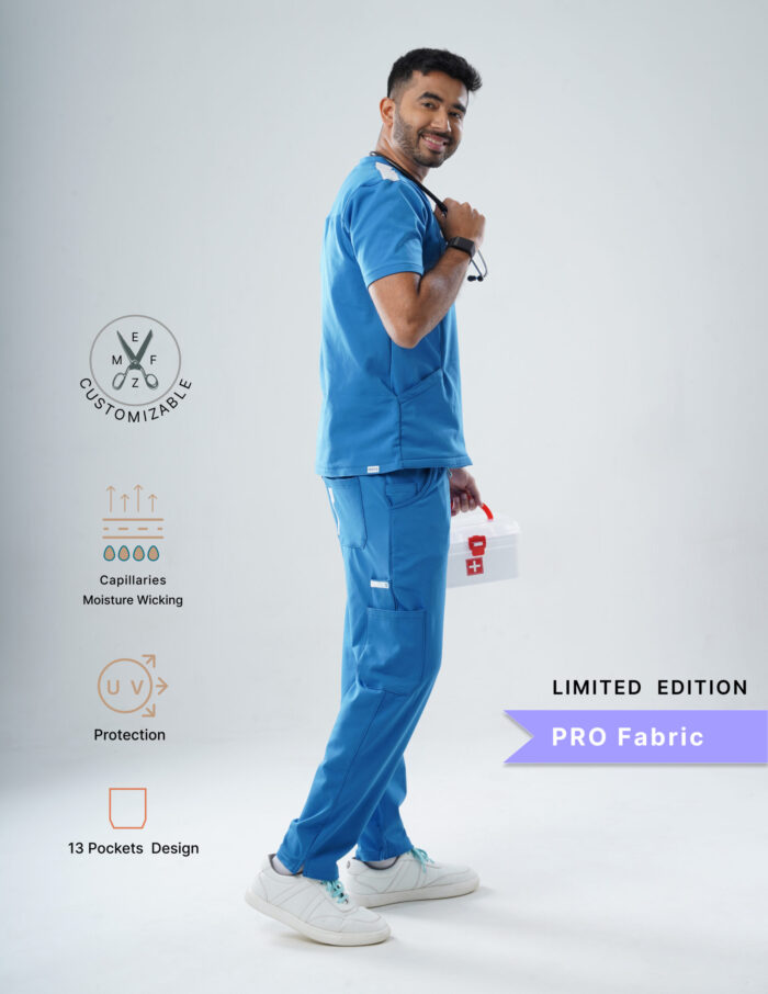 Customizable DODGER BLUE LIMITED EDITION - PRO Fabric / V Neck / Straight Pant / 4 way Stretch(MaleFullset) MKZ132 - Image 3