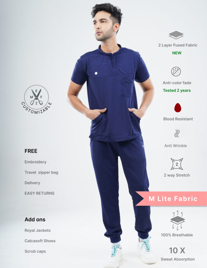 Customizable ORLIN NAVY - MLite Fabric / MANDARIN COLLAR / Jogger Pant / 2 way Stretch(MaleFullset) MKZ162 - Image 1