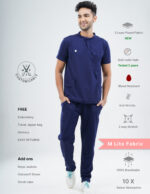 Customizable ORLIN NAVY - MLite Fabric / MANDARIN COLLAR / Straight Pant / 2 way Stretch(MaleFullset) MKZ163