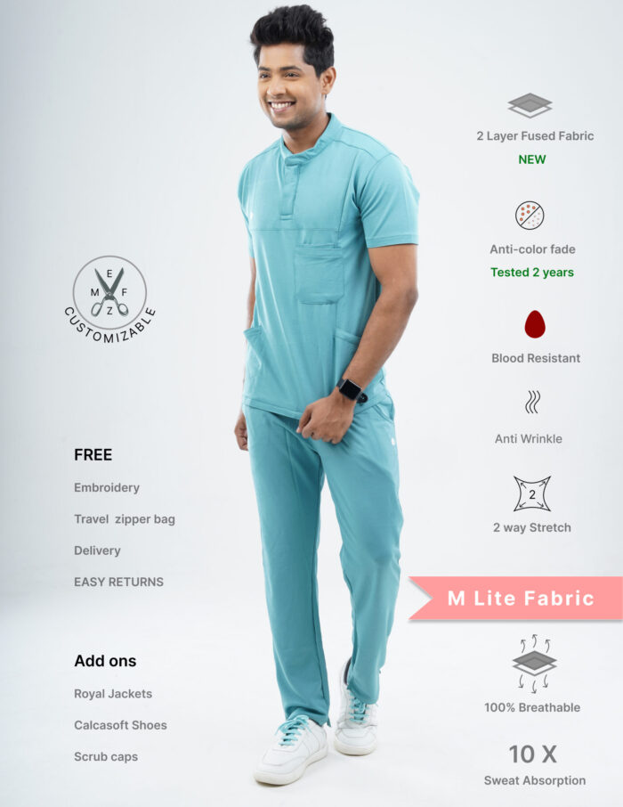 Customizable HYLORA TEAL - MLite Fabric / Mandarin Collar / Straight Pant / 2 way Stretch(MaleFullset) MKZ171 - Image 1