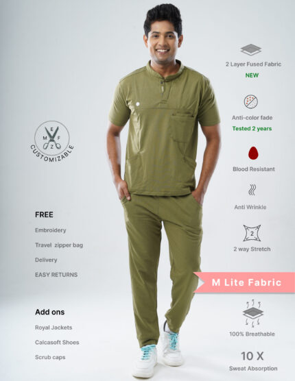 Customizable FERIL OLIVE - MLite Fabric / Mandarin / Jogger Pant / 2 way Stretch(MaleFullset) MKZ178