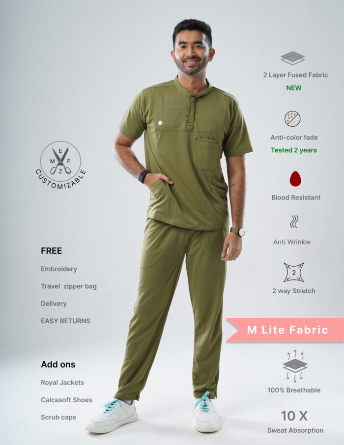 Customizable FERIL OLIVE - MLite Fabric / Mandarin / Straight Pant / 2 way Stretch(MaleFullset) MKZ179 - Image 1