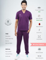 Customizable MERLOT WINE - MLite Fabric / V Neck / Jogger Pant / 2 way Stretch(MaleFullset) MKZ142